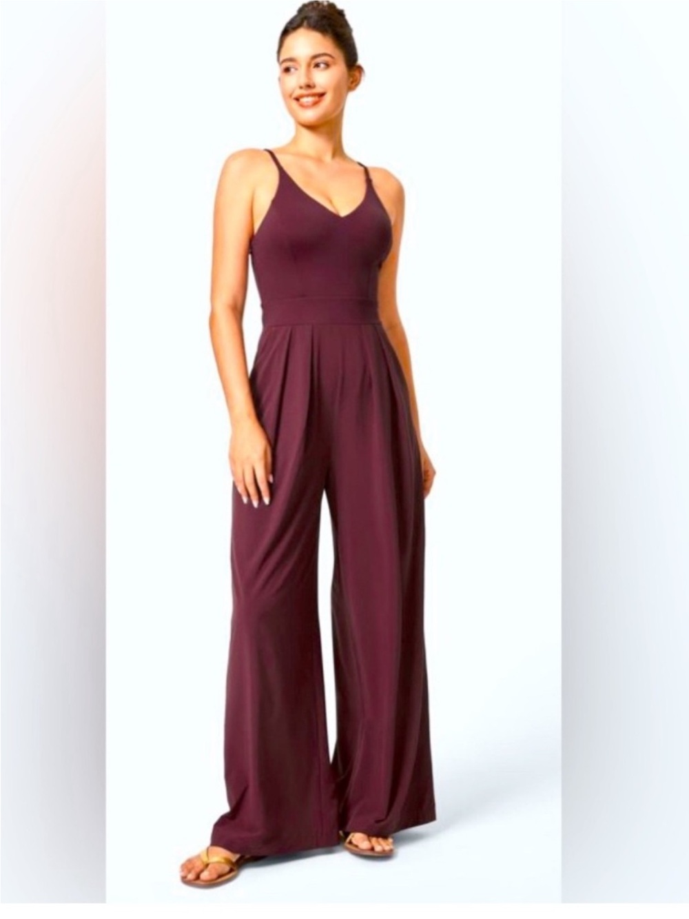 HALARA Deep Burgundy Wide-Leg Jumpsuit
